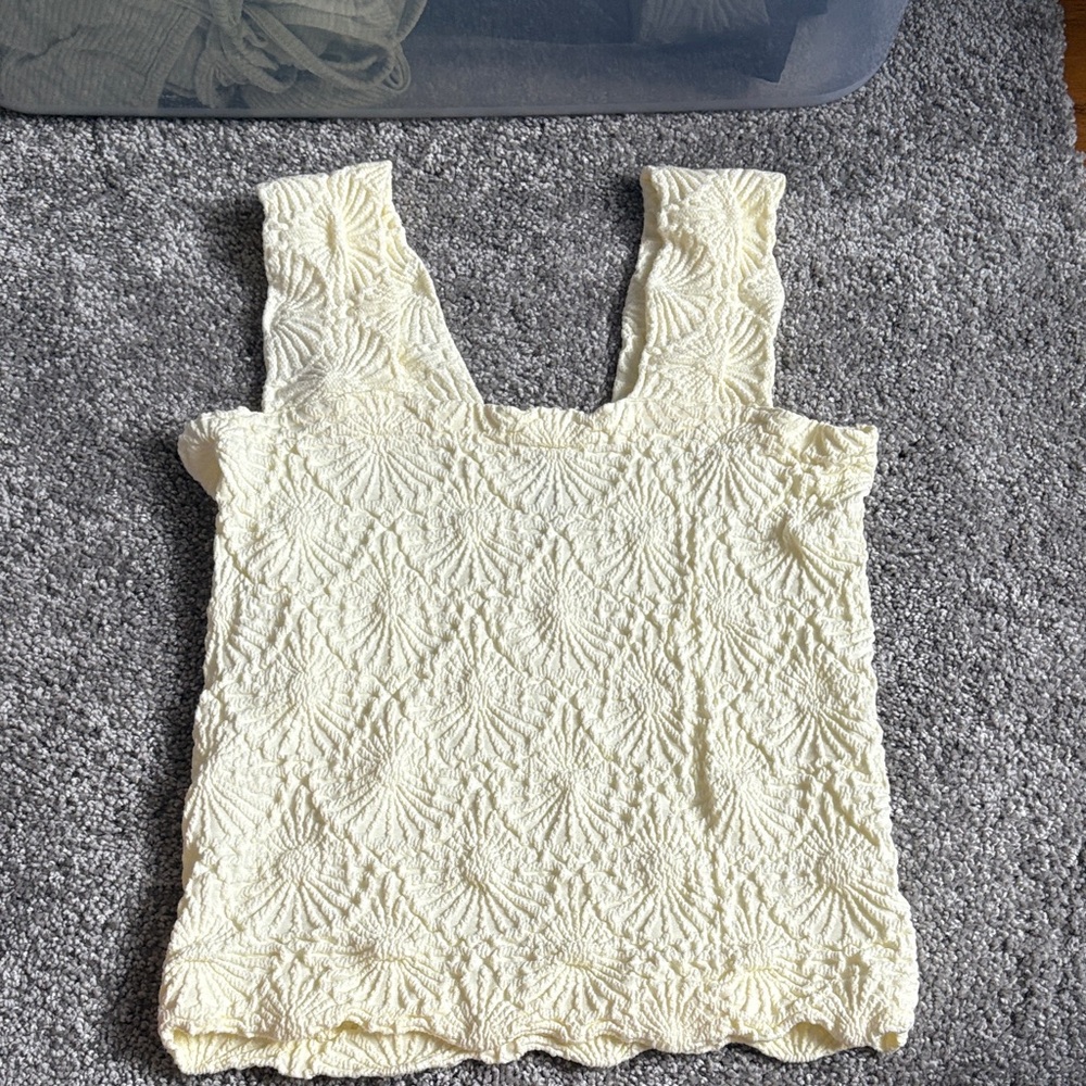 Yellow stretchy Textured Tank Top